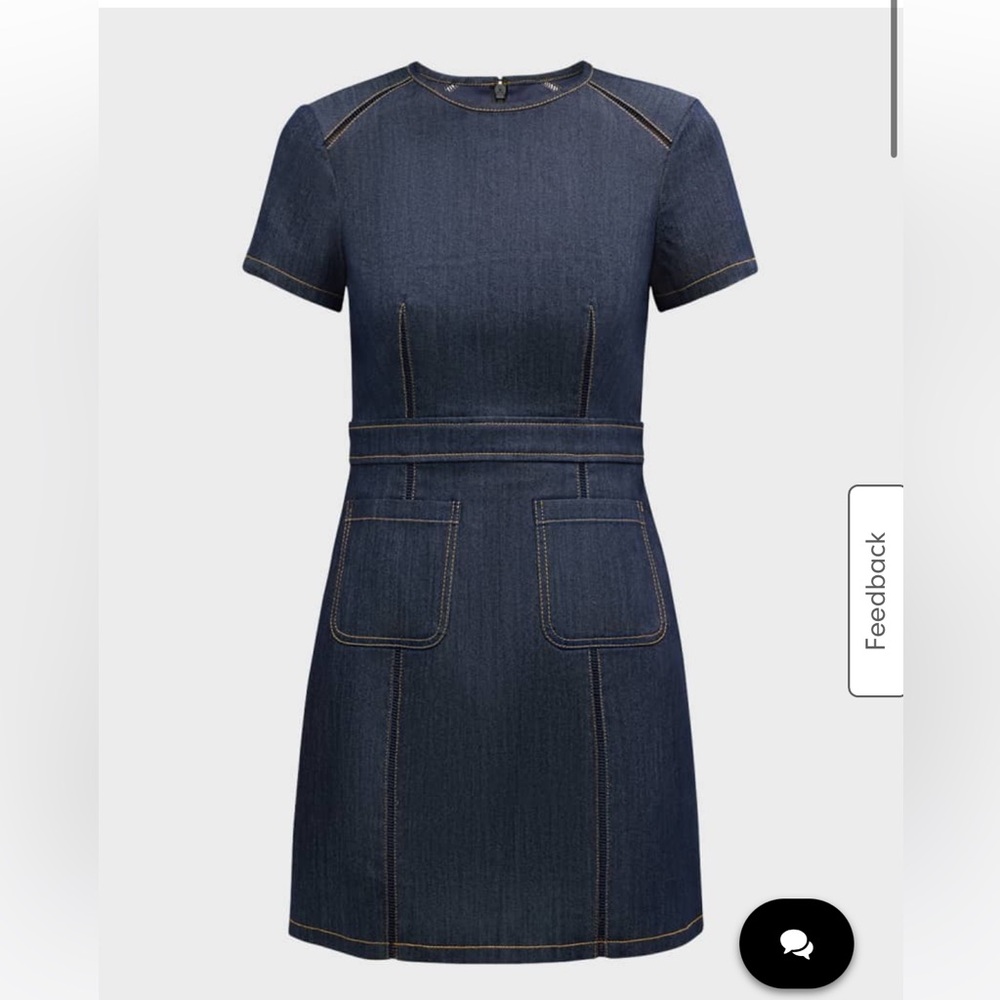 Giana Topstitched Denim Mini Shift Dress